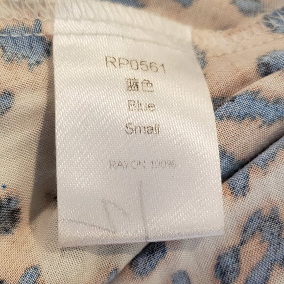 Strapless sun dress with a blue and tan animal print  Size Small - Picture 4 of 8